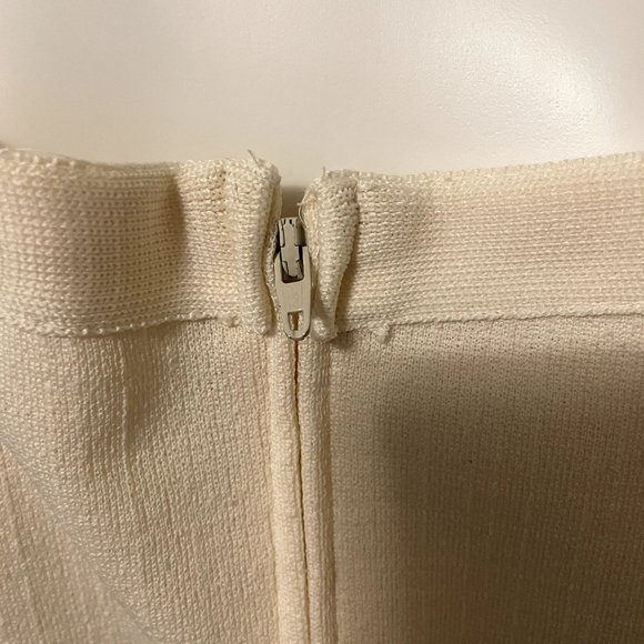 70s Vintage Cream Polyester Square Neck Sleeveless Maxi Dress with Belt Size L - Picture 6 of 6